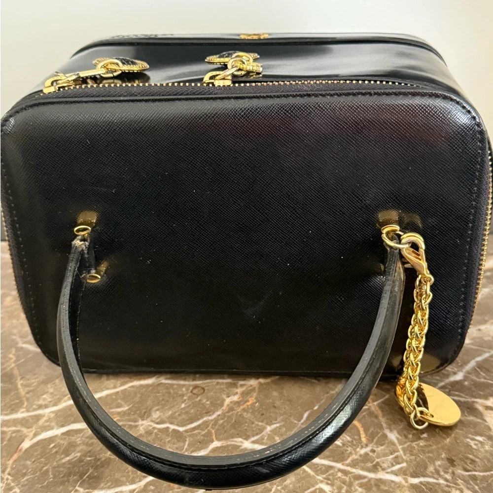 Versace Black Leather Toiletry bag w Charms NWOT - Picture 6 of 14